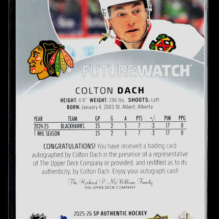 2026 Upper Deck SP Authentic Colton Dach #102 498/999 Auto