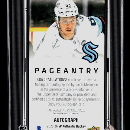 2025 Upper Deck SP Authentic Pageantry Autographs Jacob Melanson #P-86 Auto
