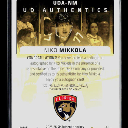 2025 Upper Deck SP Authentic Niko Mikkola #UDA-NM UD Authentics Autograph Auto