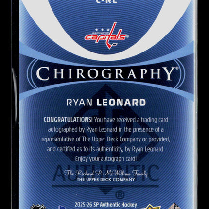 2026 Upper Deck SP Authentic Chirography Ryan Leonard #C-RL Auto