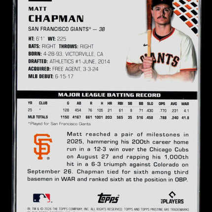 2026 Topps Pristine Matt Chapman #132 Purple /99