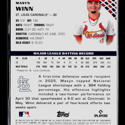 2026 Topps Pristine Masyn Winn #133 Gold 09/50
