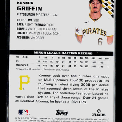 2026 Topps Pristine Konnor Griffin #11 Refractor RC