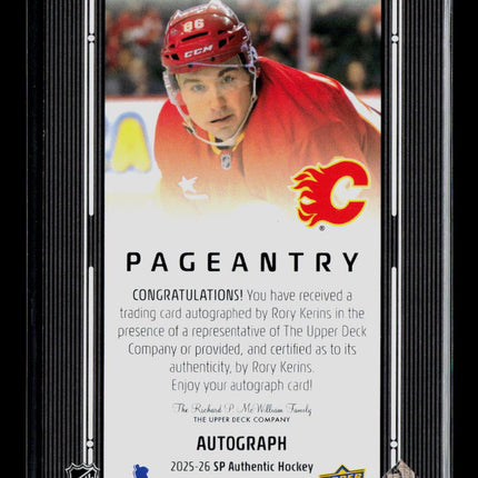 2026 SP Authentic Pageantry Rory Kerins #P-82 Auto