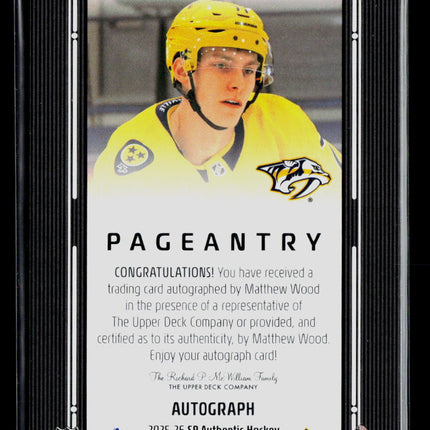 2025 Upper Deck SP Authentic Pageantry Autographs Matthew Wood #P-11 Auto