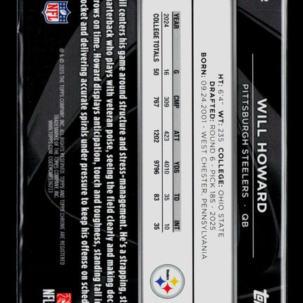 2025 Topps Chrome Black Will Howard #142 RC