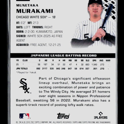 2026 Topps Pristine Munetaka Murakami #19 RC painted corners