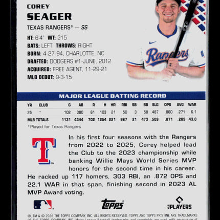 2026 Topps Pristine Corey Seager #143 Green /150