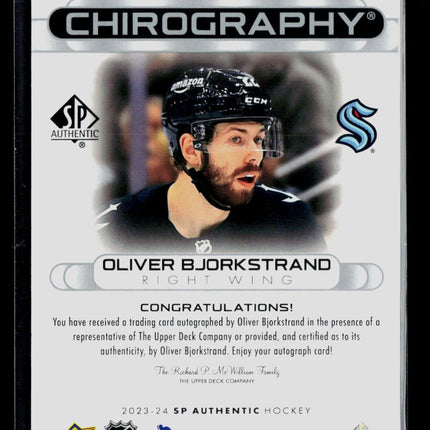2024 Upper Deck SP Authentic Chirography Oliver Bjorkstrand #C-OB Auto