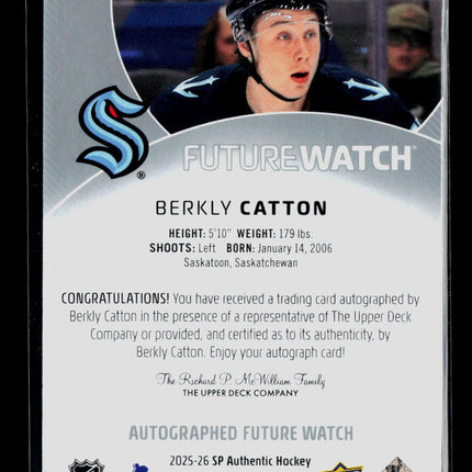 2025 Upper Deck SP Authentic Future Watch Berkly Catton #190 359/599 Auto