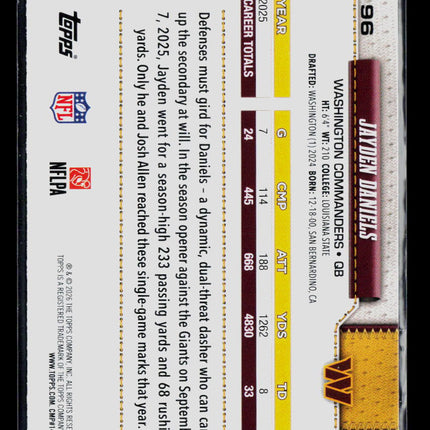 2026 Topps Jayden Daniels #196 Foil