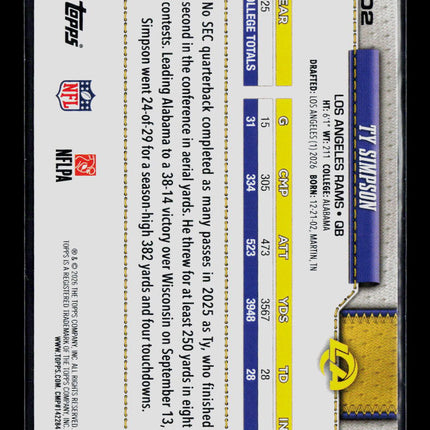 2026 Topps Ty Simpson #302 RC