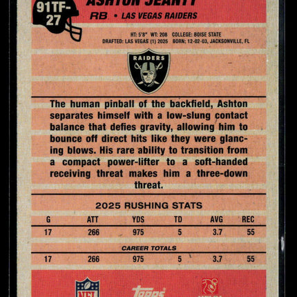 2026 Topps Ashton Jeanty #91TF-27 Crackle