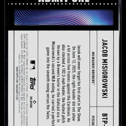 2026 Topps Big Ticket Player Jacob Misiorowski #BTP-2 RC