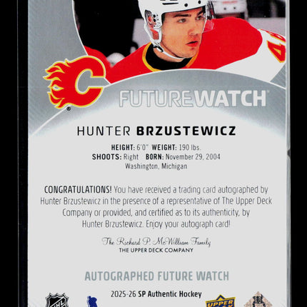 2026 Upper Deck SP Authentic Hunter Brzustewicz #165 Future Watch 292/599 Auto