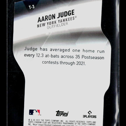 2022 Topps Stadium Club Aaron Judge #T-3 Triumvirate