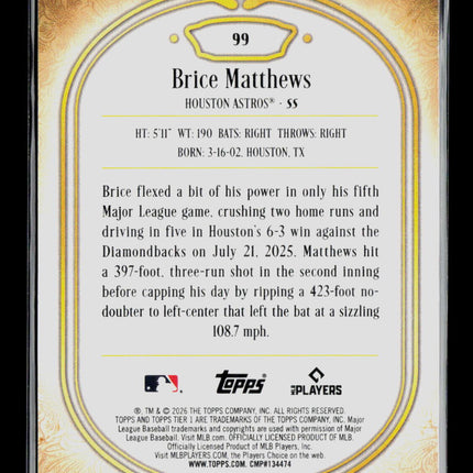 2026 Topps Tier One Brice Matthews #99
