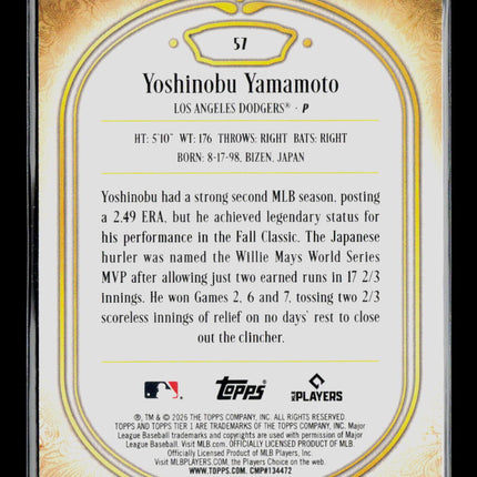 2026 Topps Tier One Yoshinobu Yamamoto #57