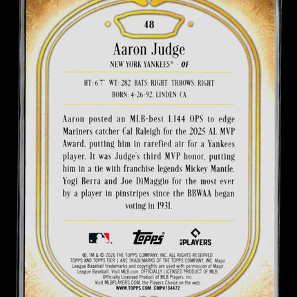 2026 Topps Tier One Aaron Judge #48 50/60