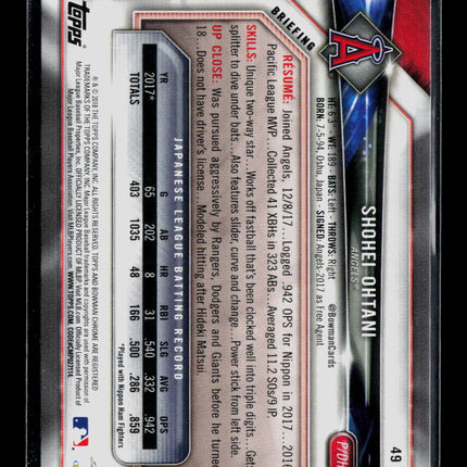 2018 Bowman Shohei Ohtani #49 RC