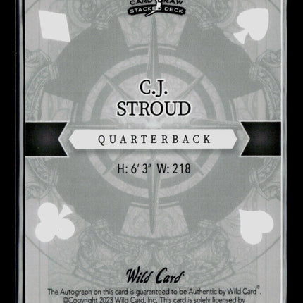 2023 Wild Card 5 Card Draw Stacked Deck C.J. Stroud #SD-CSA 1/1 Auto