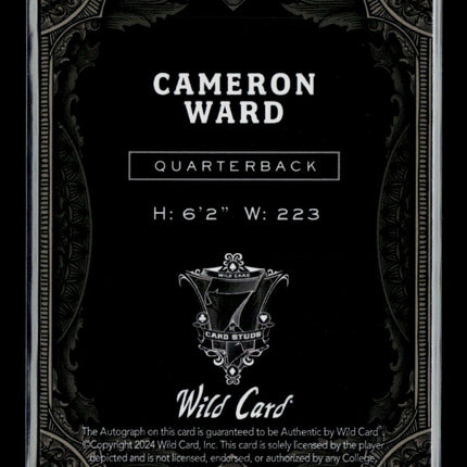 2024 Wild Card 7 Card Studs Joker Cameron Cam Ward #WA7JW-CW Auto