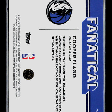 2026 Topps Chrome Fanatical Cooper Flagg #FAN-11 RC
