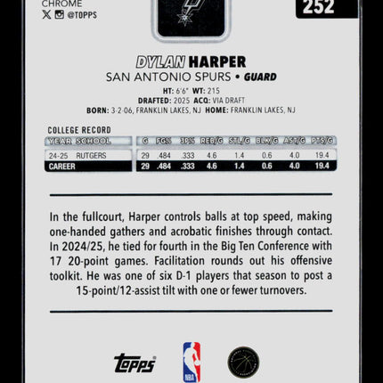 2025 Topps Chrome Dylan Harper #252 RC Pulsar