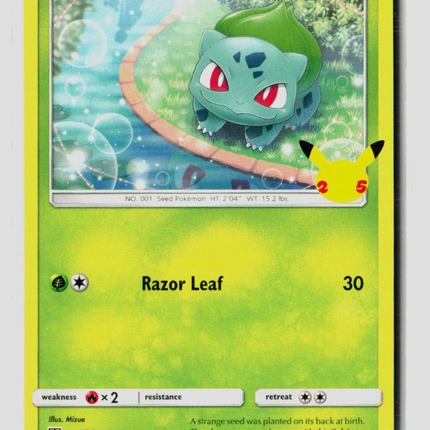 Pokemon 2021 Celebrations Bulbasaur #1/25 Mcdonalds