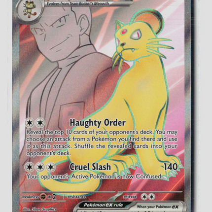 Pokemon 2025 Destined Rivals Team Rocket's Persian EX FA SAR #219/182