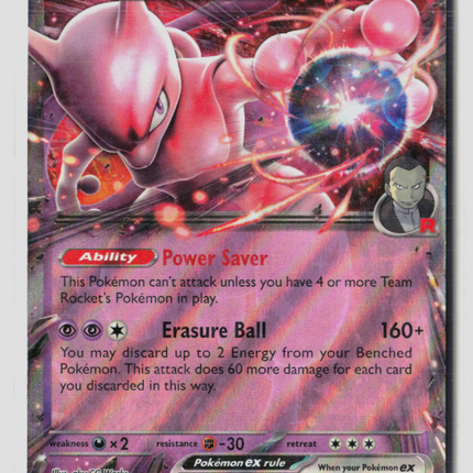 Pokemon Scarlet & Violet Team Rocket's Mewtwo EX FA #SVP EN 216