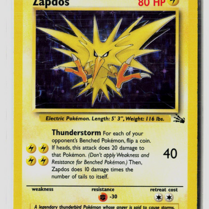 Pokemon 1999 Fossil Zapdos #15/62