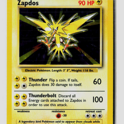Pokemon 1999 Base Set Zapdos #16/102