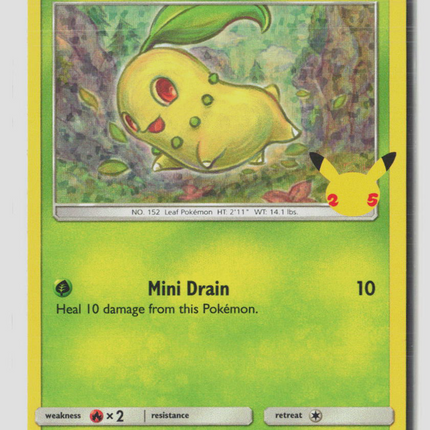 Pokemon 2021 McDonald's Collection Chikorita #2/25
