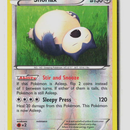 Pokemon 2014 Flashfire Snorlax #80/106 Reverse Holo