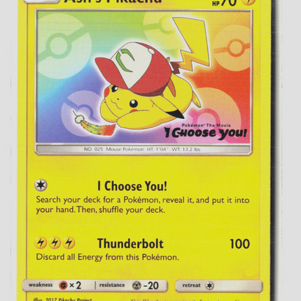 Pokemon 2017 Sun & Moon Ash's Pikachu #SM108