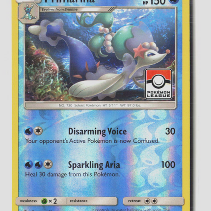 Pokemon 2017 Sun & Moon Primarina #41/149 League Promo