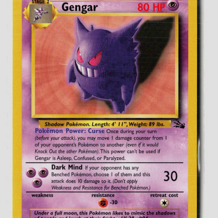 Pokemon 1999 Fossil Gengar #20/62