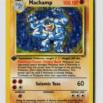 Pokemon 1999 Base Set Machamp 1st Edition #8/102