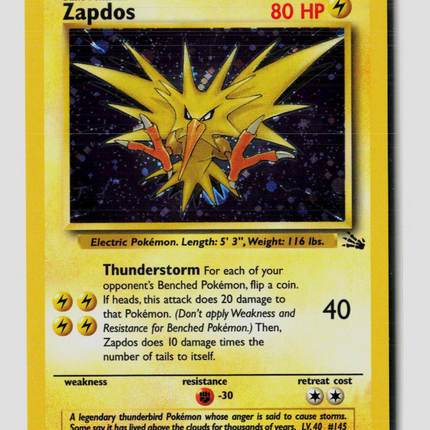 Pokemon 1999 Fossil Zapdos #15/62