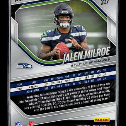 2025 Panini Prizm Football Jalen Milroe #317 Checkerboard RC