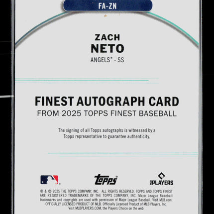 2025 Topps Finest Zach Neto #FA-ZN Refractor Auto