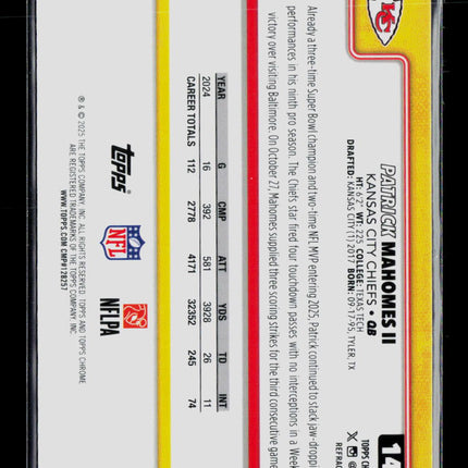 2025 Topps Chrome Patrick Mahomes II #148 Refractor