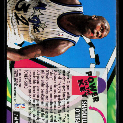 1994 Fleer Ultra Power in the Key Shaquille O'Neal #7 of 9
