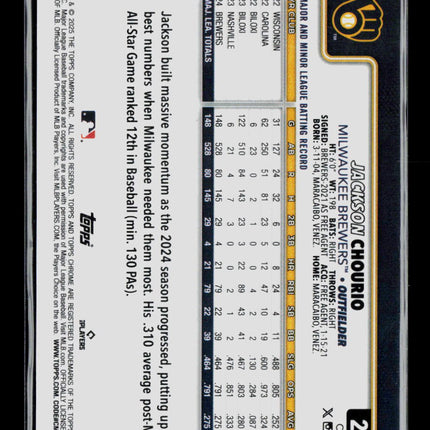 2025 Topps Chrome Jackson Chourio #262 Orange /25