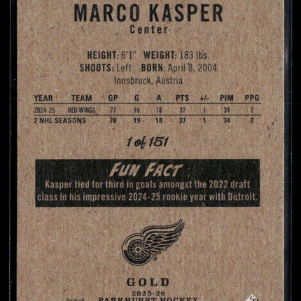 2025 Parkhurst Hockey Marco Kasper #176 Gold