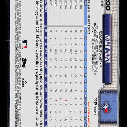 2026 Topps Chrome Dylan Cease #208 Purple Logofractor Refractor 31/75