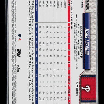 2026 Topps Chrome Jesús Luzardo #265 Blue Logofractor 054/150