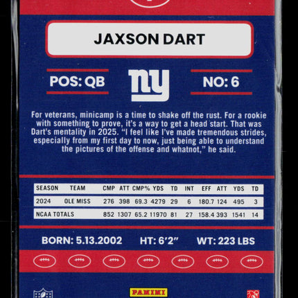 2025 Panini Donruss Optic Football Jaxson Dart #2 RC