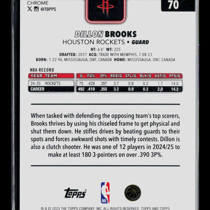 2025 Topps Chrome Dillon Brooks #70 Gold Wave /50
